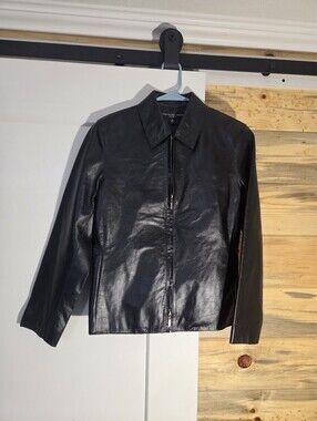 Josephine Chaus Studio Black 100% Leather Jacket Womens size Small